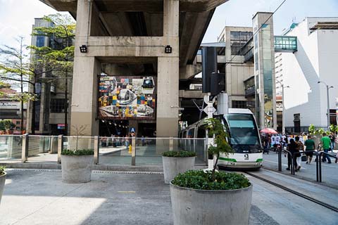 front of Medellín metro station