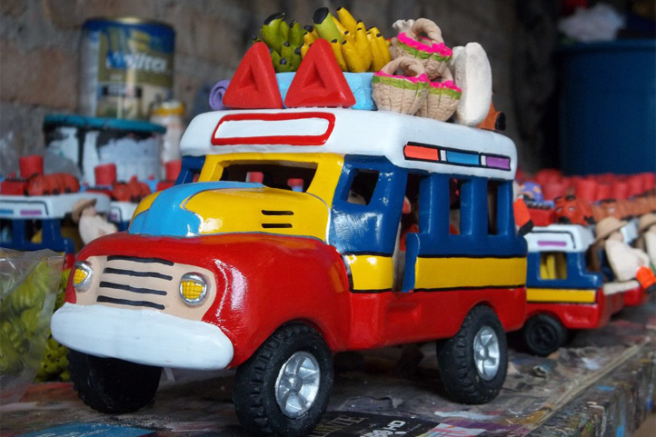 Miniature chiva bus handicraft made in Colombia